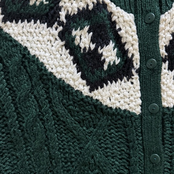Vintage Jamie Scott Hand Knit Cardigan Fair Isle Cable Knit Sweater L - Picture 10 of 10